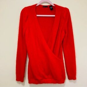 Moda International Angora Blend Classy Red V-Neck Sweater size medium